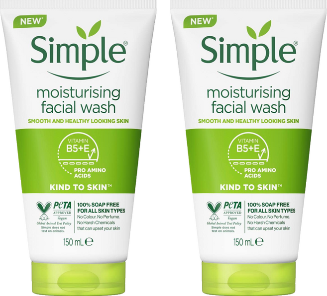 Simple 清妍 親膚系列 溫和保濕潔顏乳, 150ml, 2件