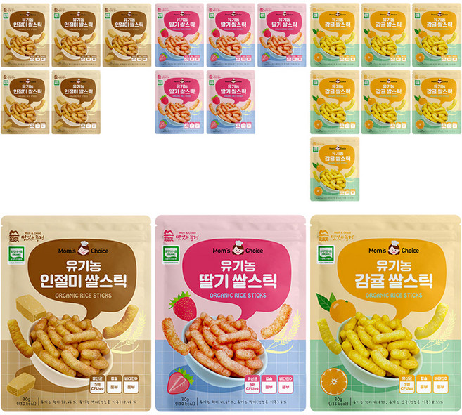 맛있는풍경 유기농 쌀스틱 인절미 3p + 딸기 3p + 감귤 4p 세트, 인절미, 딸기, 감귤, 2세트