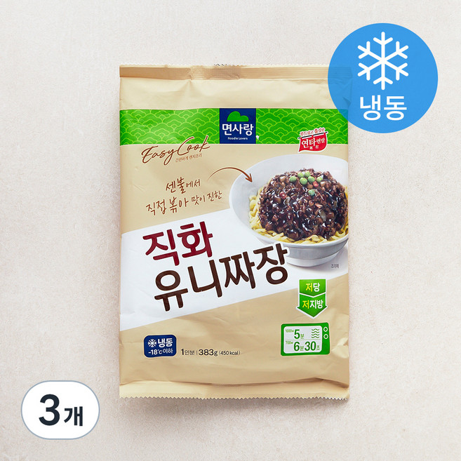 면사랑 직화 유니짜장 1인분 (냉동), 383g, 3개