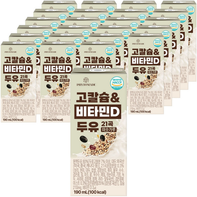 파이토메이드 고칼슘&비타민D 21곡 미숫가루 두유, 24개, 190ml