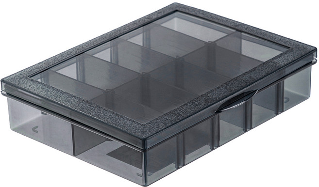 델리 투명 플라스틱 뚜껑 부품 수납 케이스 10칸 블랙 DL432301, 1개