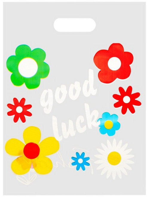 플라워 디자인 반투명 선물용 손잡이 비닐 쇼핑백 50p, 혼합색상, 1세트