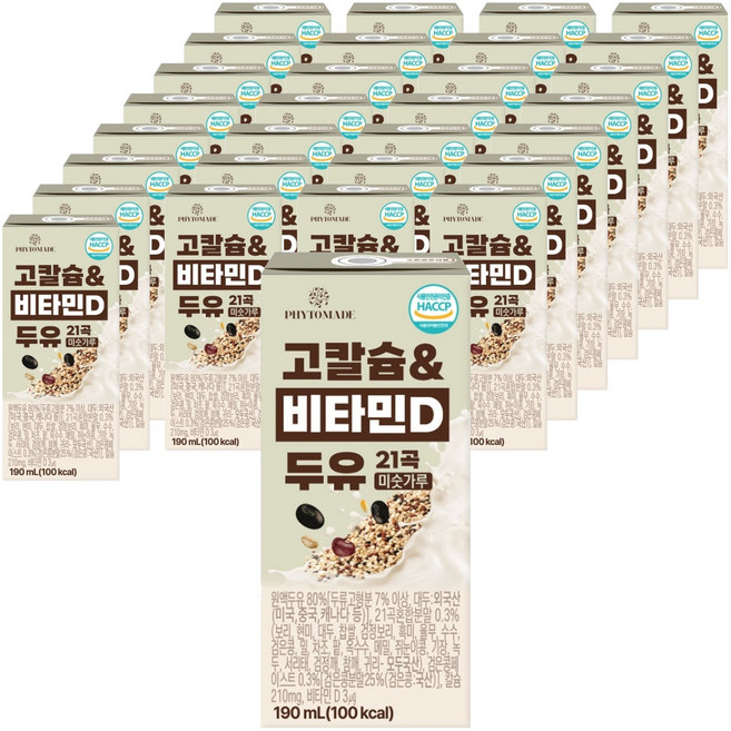 파이토메이드 고칼슘&비타민D 21곡 미숫가루 두유, 48개, 190ml
