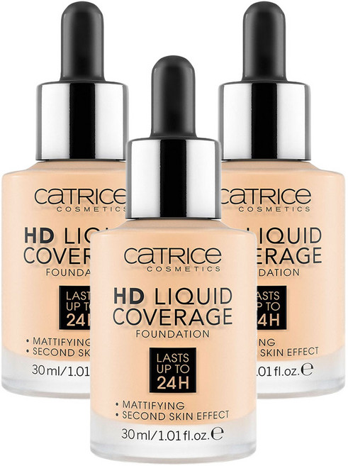 캐트리스 HD 리퀴드 커버리지 파운데이션 30ml, 002호 포슬린베이지, 3개