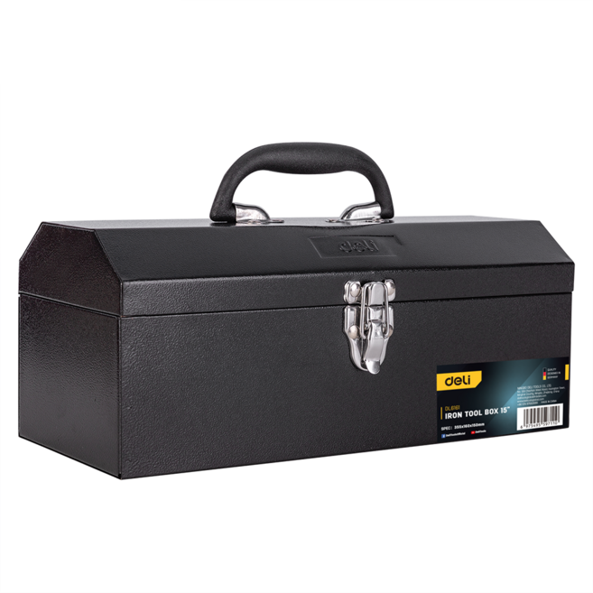 델리툴즈 휴대용 다용도 스틸 스토리지 공구 보관 툴박스 블랙 EDL6161, 1개