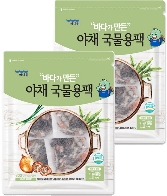 바다원 야채 국물용팩, 300g, 2개