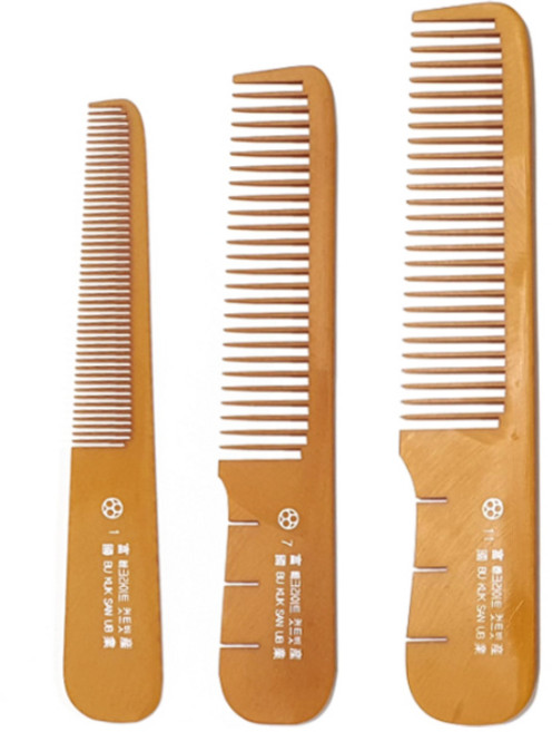 부국 빼끄라이트 이용사시험 나무 이발빗 규정용 대 중 소 3종 세트, 1개