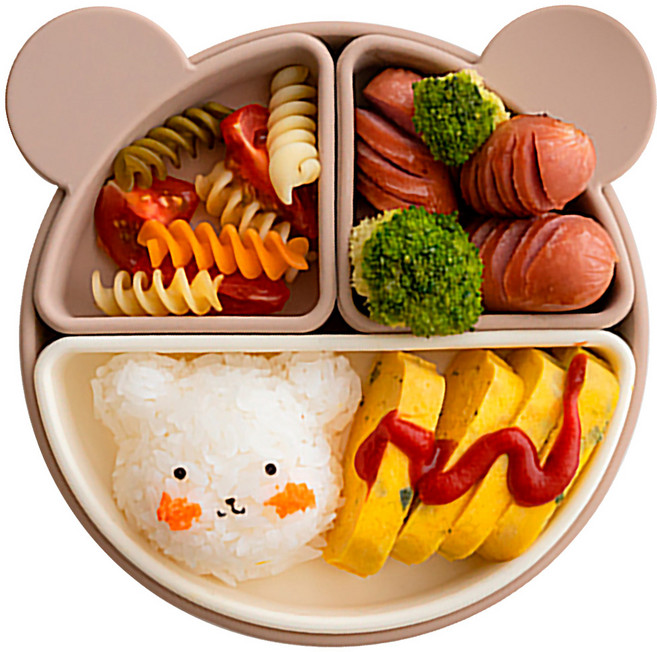 리틀클라우드 곰돌이 디바이더 흡착식판, 샌드 베이지, 1개