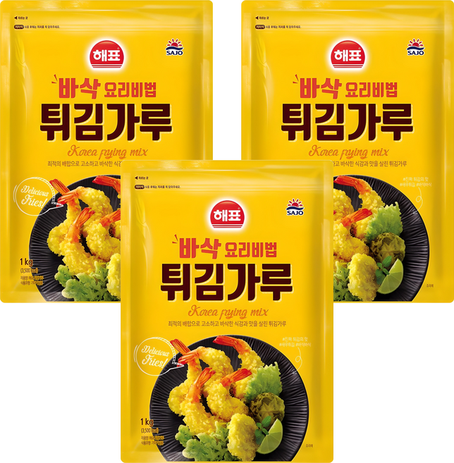 해표 튀김가루, 1kg, 3개