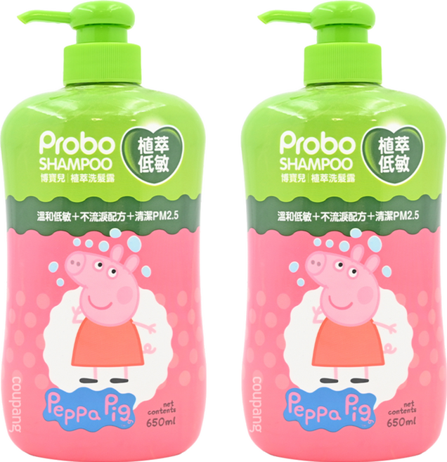 Probo 博寶兒 植萃洗髮露 佩佩豬, 650ml, 2瓶