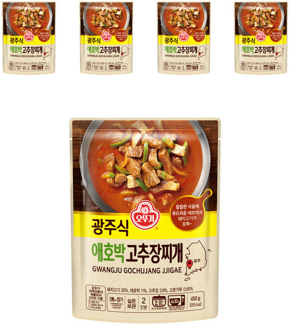 오뚜기 광주식 애호박 고추장찌개, 450g, 5개