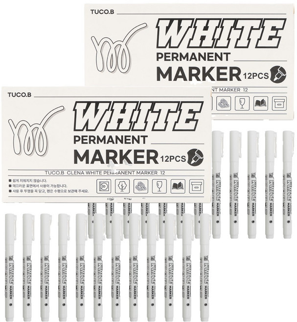 투코비 만능 다용도 유성 마카펜 화이트, 24개, 1색
