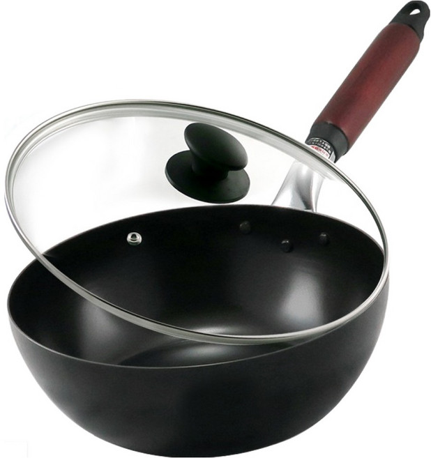 Hokua 北陸 輕量級木柄黑鐵單手鍋 附蓋, 20cm, 1個