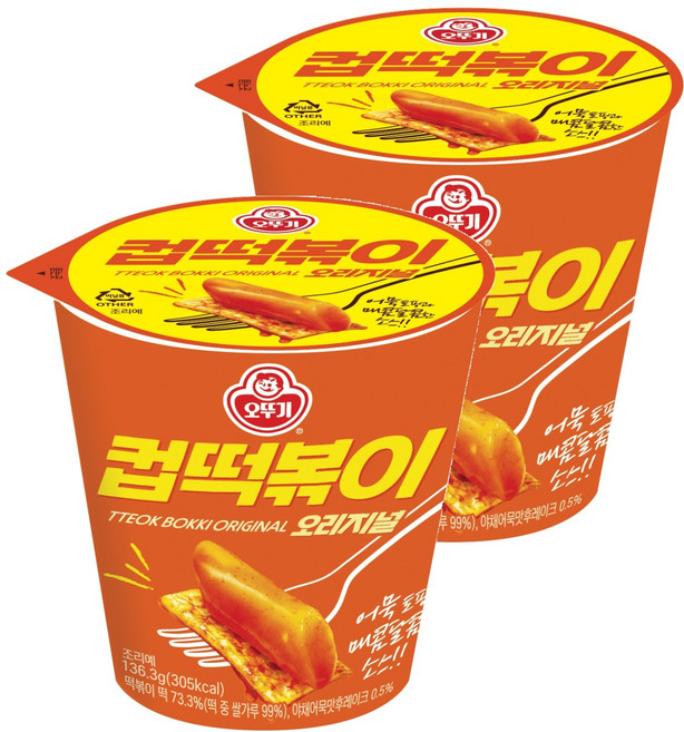 오뚜기 컵떡볶이 오리지널, 136.3g, 2개