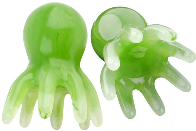 올데잇 두피 괄사 승모근 문어 지압 마사지기, 2개, 그린