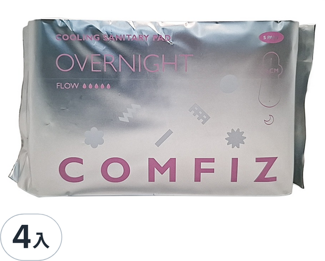 COMFIZ 康菲 超薄涼感衛生棉, 夜用型(35cm), 5片, 4包