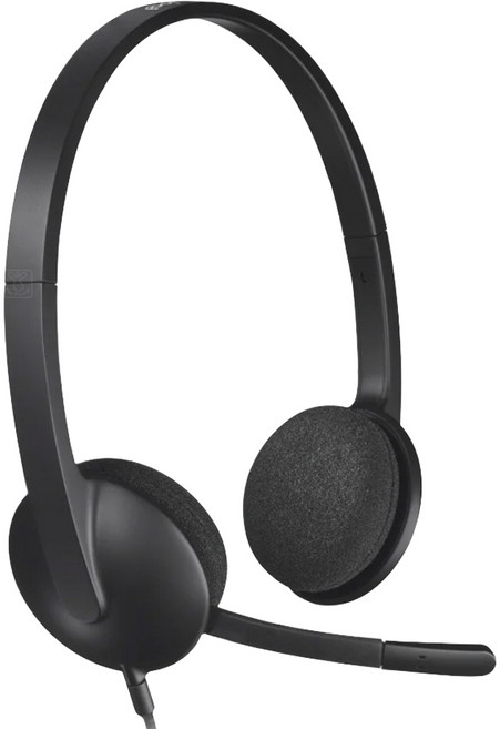 logitech 羅技 USB有線耳機麥克風, H340, 黑色