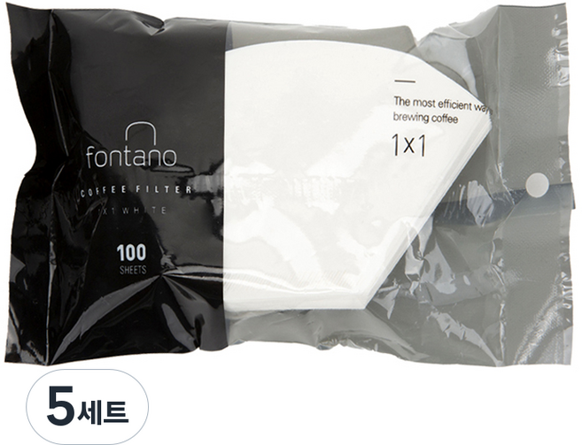 fontano 白色1~2人份咖啡濾紙, 100個, 5套