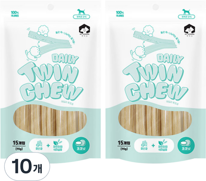 펫러닝 강아지 데일리트윈츄 덴탈껌, 코코넛, 90g, 10개