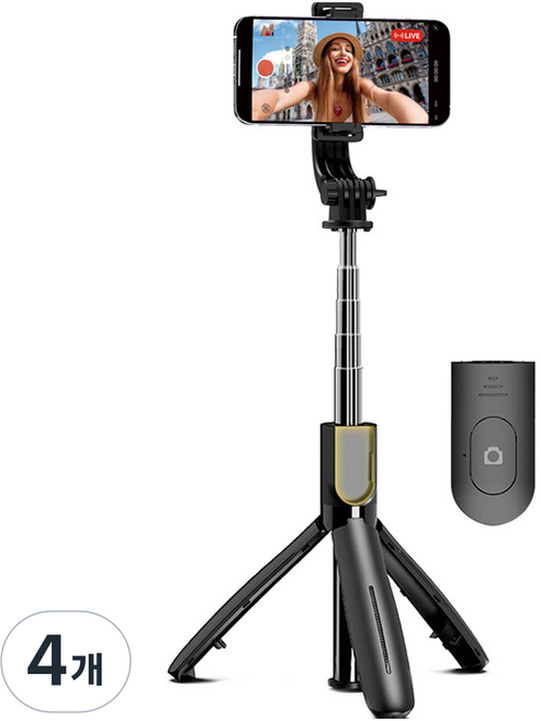 셀루미 초경량 스마트폰 셀카봉 삼각대 122g, 무광블랙, 4개, SEL-AT700K