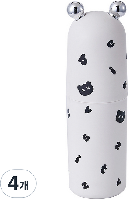 아우라팸 곰돌이 심플 칫솔 케이스, 화이트, 4개