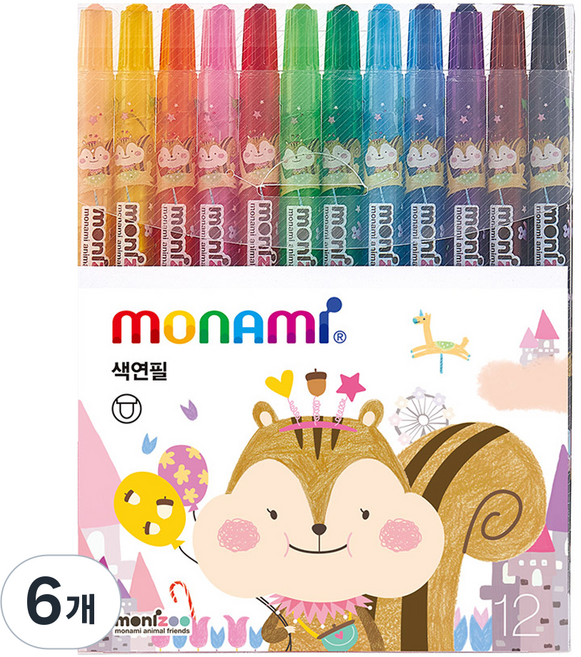 monizoo 自動鉛筆式色鉛筆 粉紅色, 12色, 6個