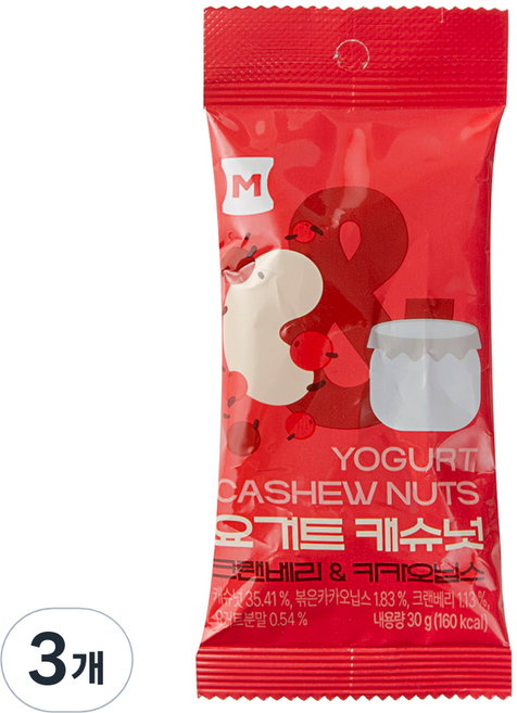 머거본 요거트캐슈넛 크랜베리&카카오닙스, 30g, 3개