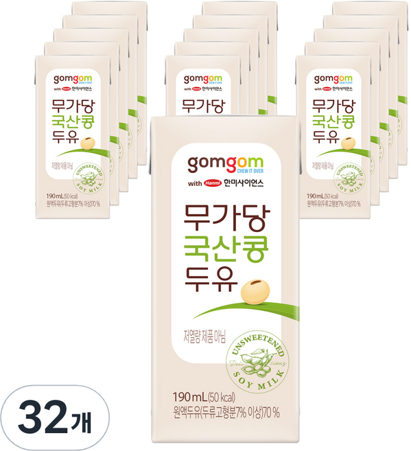 곰곰 무가당 국산콩 두유, 32개, 190ml