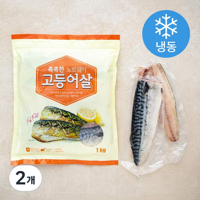 촉촉한 노르웨이 고등어살 (냉동), 1kg, 2개