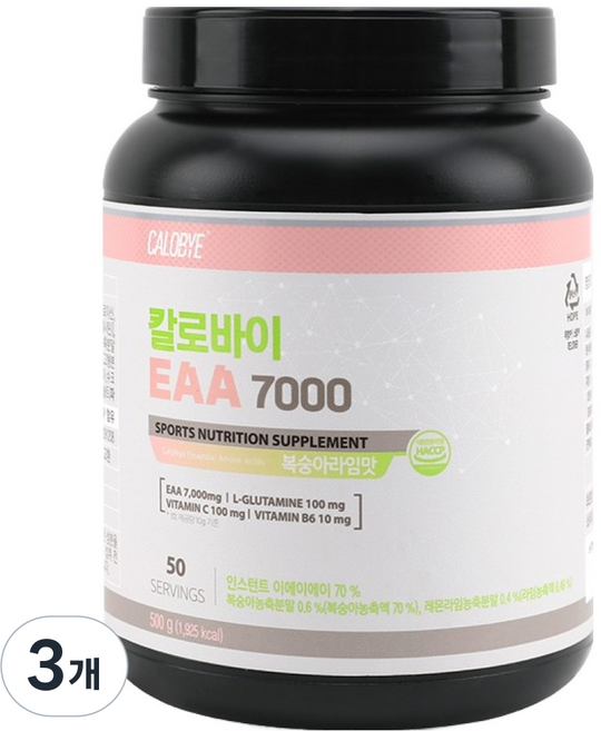 칼로바이 EAA 7000 필수 아미노산 복숭아라임, 500g, 3개