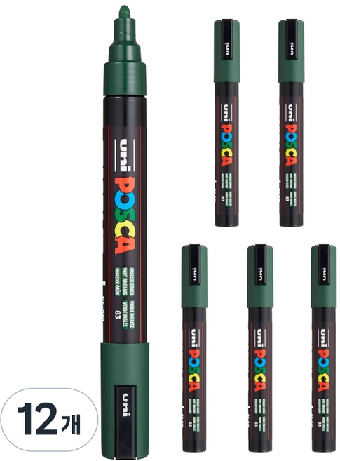 POSCA 粗字用 PC-5M 英倫綠, 12個, 1色