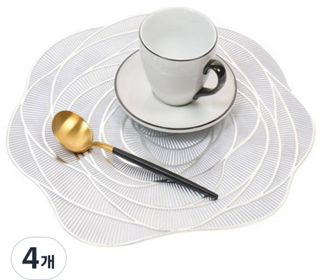 북유럽 스타일 고급 테이블매트, 실버, 4개, 38 x 38 cm