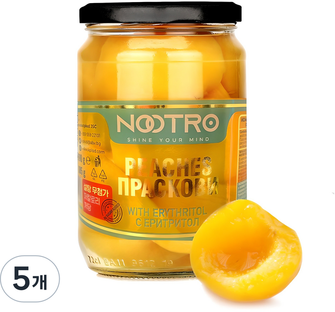 Nootro 低糖低卡路里甜菊黃桃, 690g, 5個