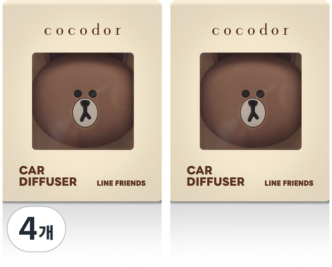 COCODOR 珂珂朵爾 LINE FRIENDS 車用芳香劑 出風口型套組, 4個, 熊大(白麝香)