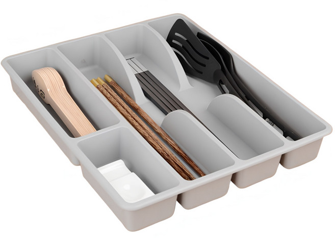 사라사 식기 서랍정리 수납 칸막이 트레이, 그레이, 1개