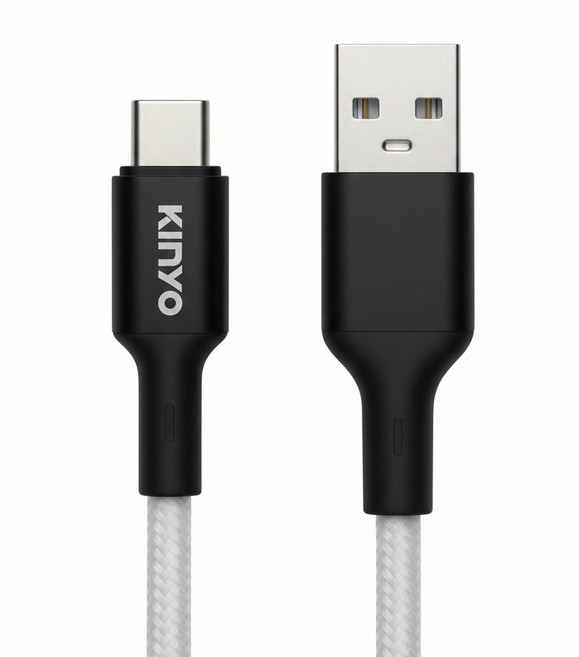 Kinyo USB-A/Type-C 磁吸秒收充電傳輸線 USB-C915 38g, 1m, 白色 + 黑色, 1條