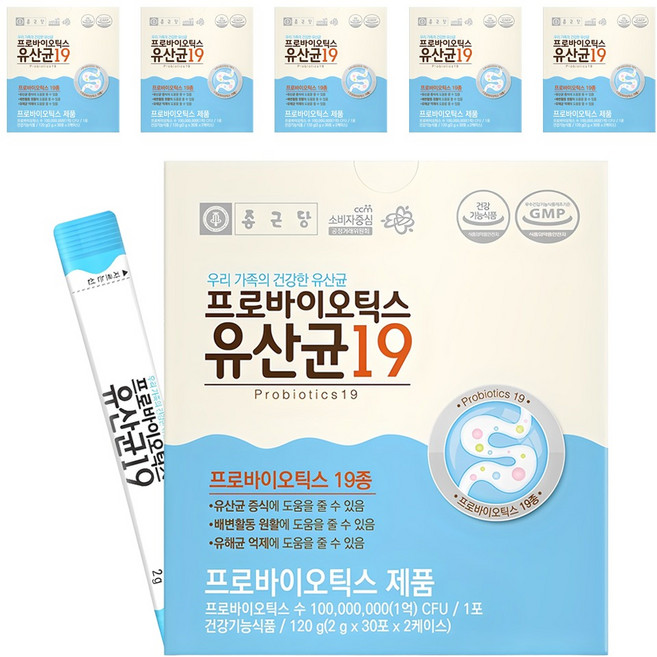 종근당 프로바이오틱스 유산균19, 60회분, 2g, 6개