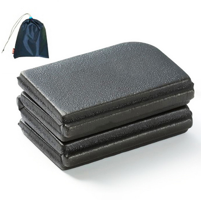 와이에스 휴대용 초경량 접이식 등산방석 + 파우치, 블랙