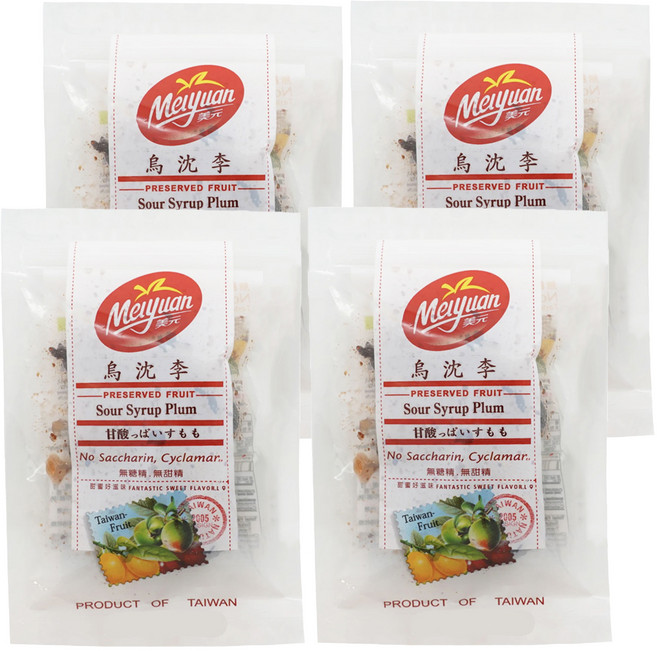 美元蜜餞 甜蜜袋系列 烏沈李, 80g, 4包
