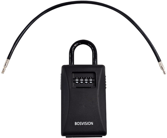 BOSVISION 博士威 四字輪鑰匙收納盒 鎖中鎖掛盒 長+短掛鉤款, 黑色