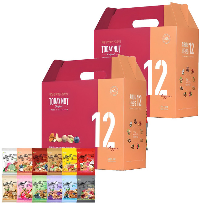 투데이넛 너트한줌 12종 견과세트 1.2kg, 2세트