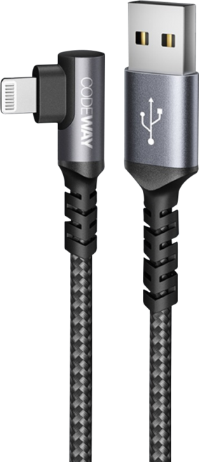 CODEWAY 90度 USB C to USB C 快充充電線, 3m, 灰色, 1條