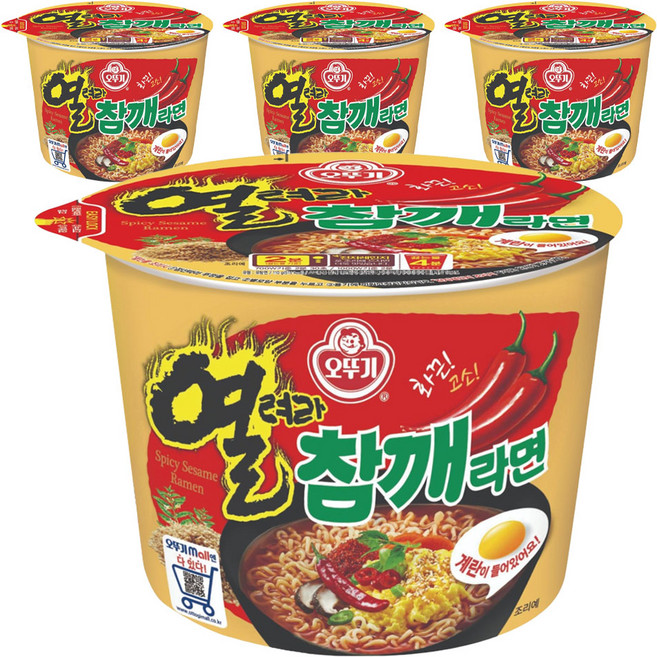 오뚜기 열려라참깨라면 용기 110g, 4개