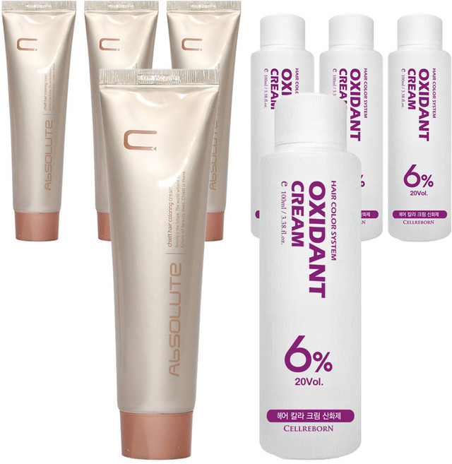 에비뉴쉬에뜨 앱솔루트 컬러링 크림 염색제 120g + 산화제 100ml, 밝은금갈색, 4개