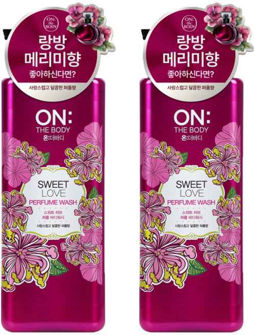 온더바디 퍼퓸 약산성 스위트러브 바디워시 피치 앤드 화이트머스크향, 865ml, 2개