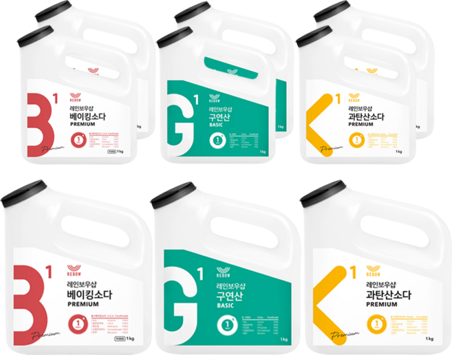 레인보우샵 다목적 세정제 3종 구연산 + 베이킹소다 + 과탄산소다, 3세트