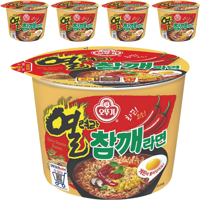 오뚜기 열려라참깨라면 용기 110g, 5개