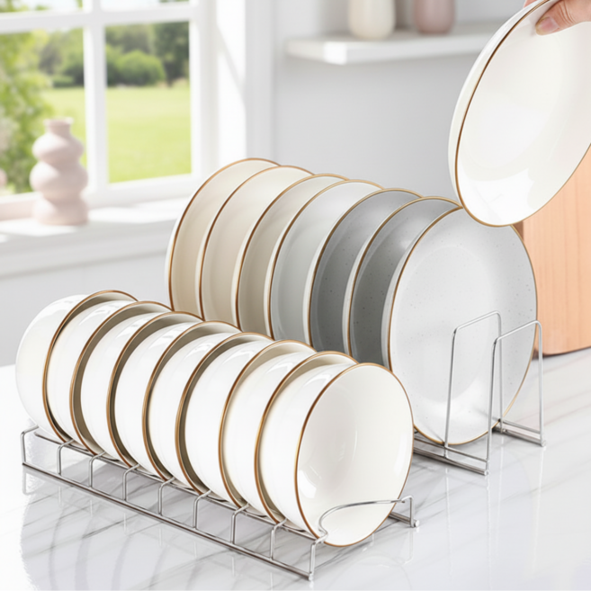 애니원픽 공간활용 그릇 접시 정리대 2종 세트, 1개