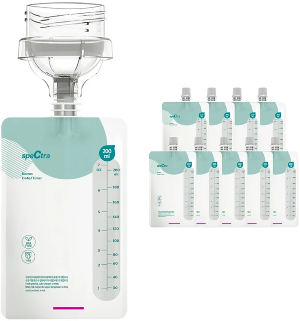 스펙트라 온도감지 이지 모유저장팩 200ml, 1개입, 10개 - 쿠팡