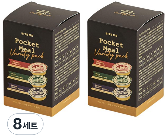 바잇미 강아지 포켓밀 영양간식 버라이어티팩, 혼합맛(닭고기/오리고기/연어), 180g, 8세트